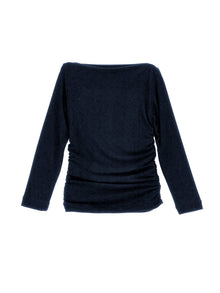 Girls | Draped Viscose T-Shirt | Navy Blue