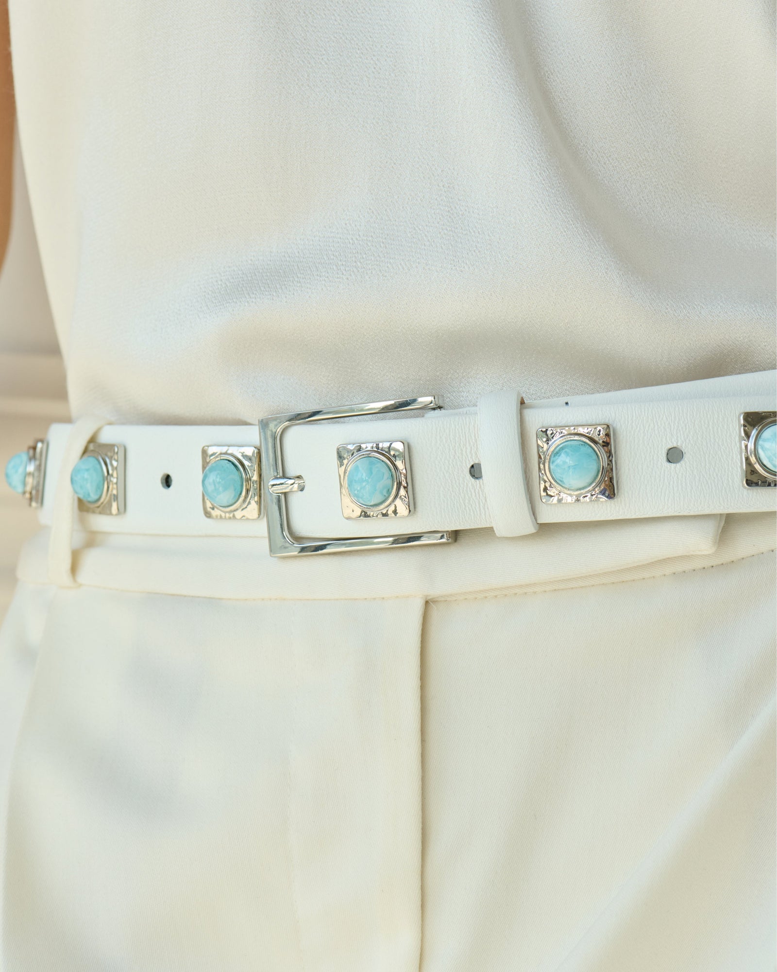 No. 2 Belt | Chalk/Skyblue