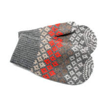 Cashmere Mitten Gloves In Fancy Design | Dark Grey Combo