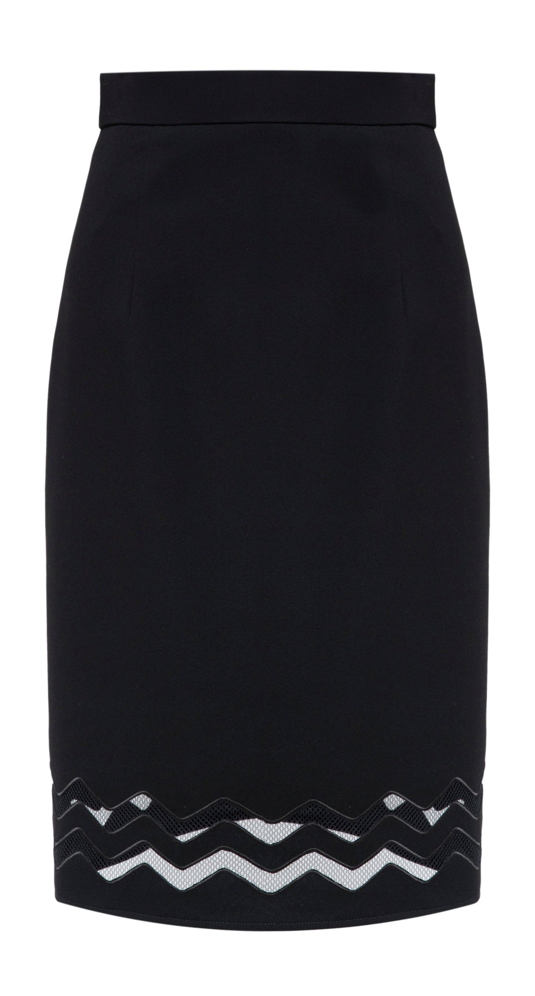 Triacetate Double Cut-Out Mesh Midi Skirt | Black
