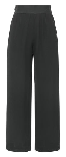 Elastic High-Waisted Wide-Leg Trouser | Black