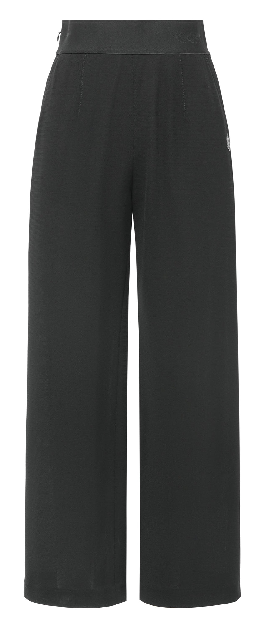 Elastic High-Waisted Wide-Leg Trouser | Black