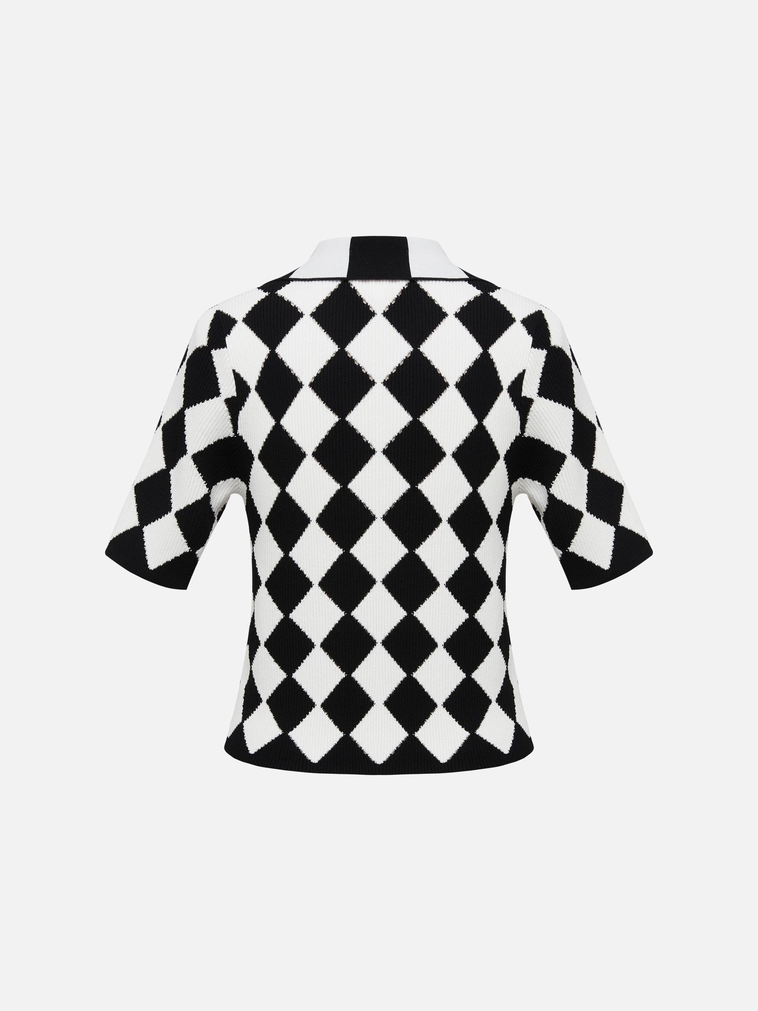 Rhombic Pattern Knit Sweater | Black