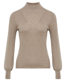 Cashmere Semi-Tall Collar Knit Top | Camel