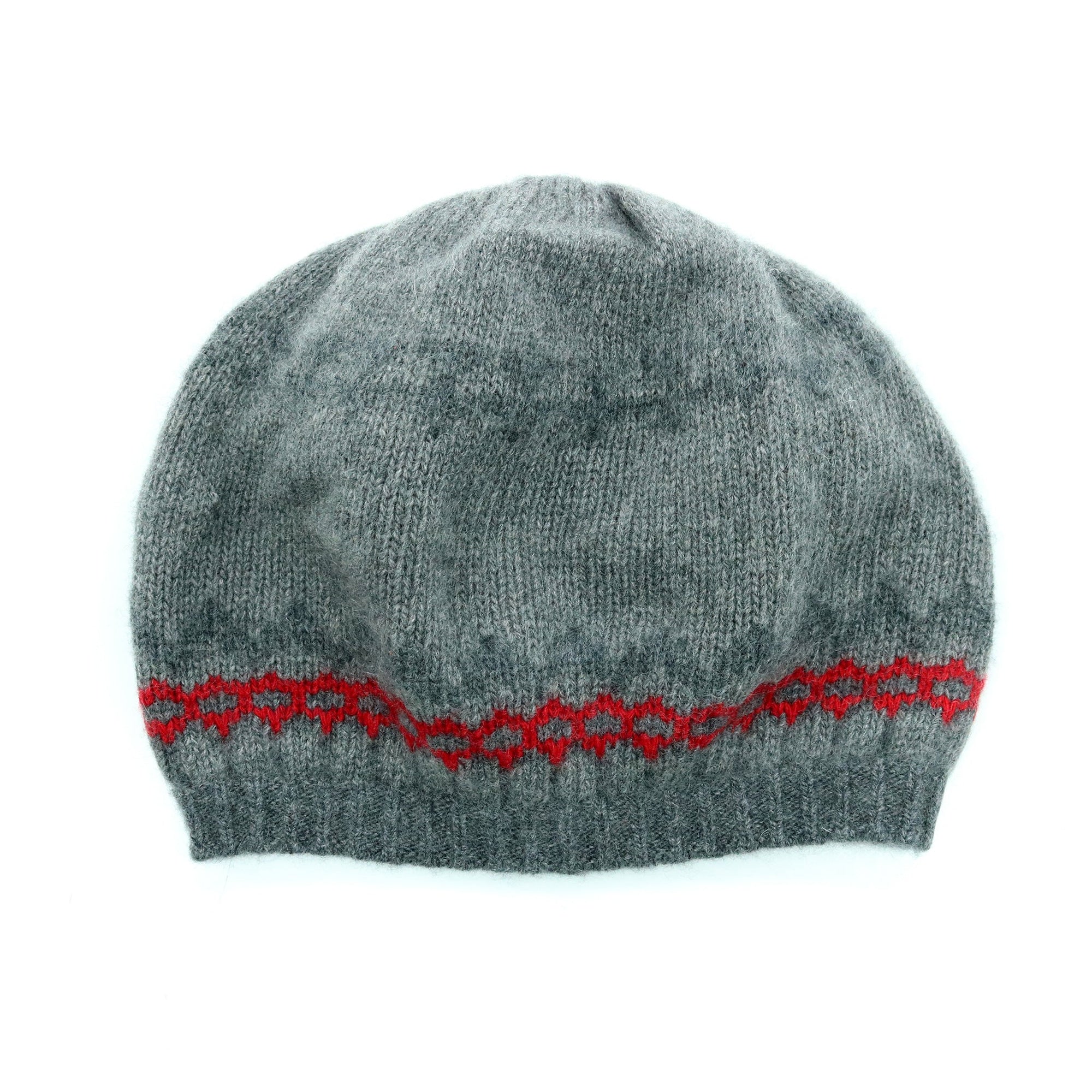 Cashmere Slouchy Beanie In Nordic Design | Grey Combo