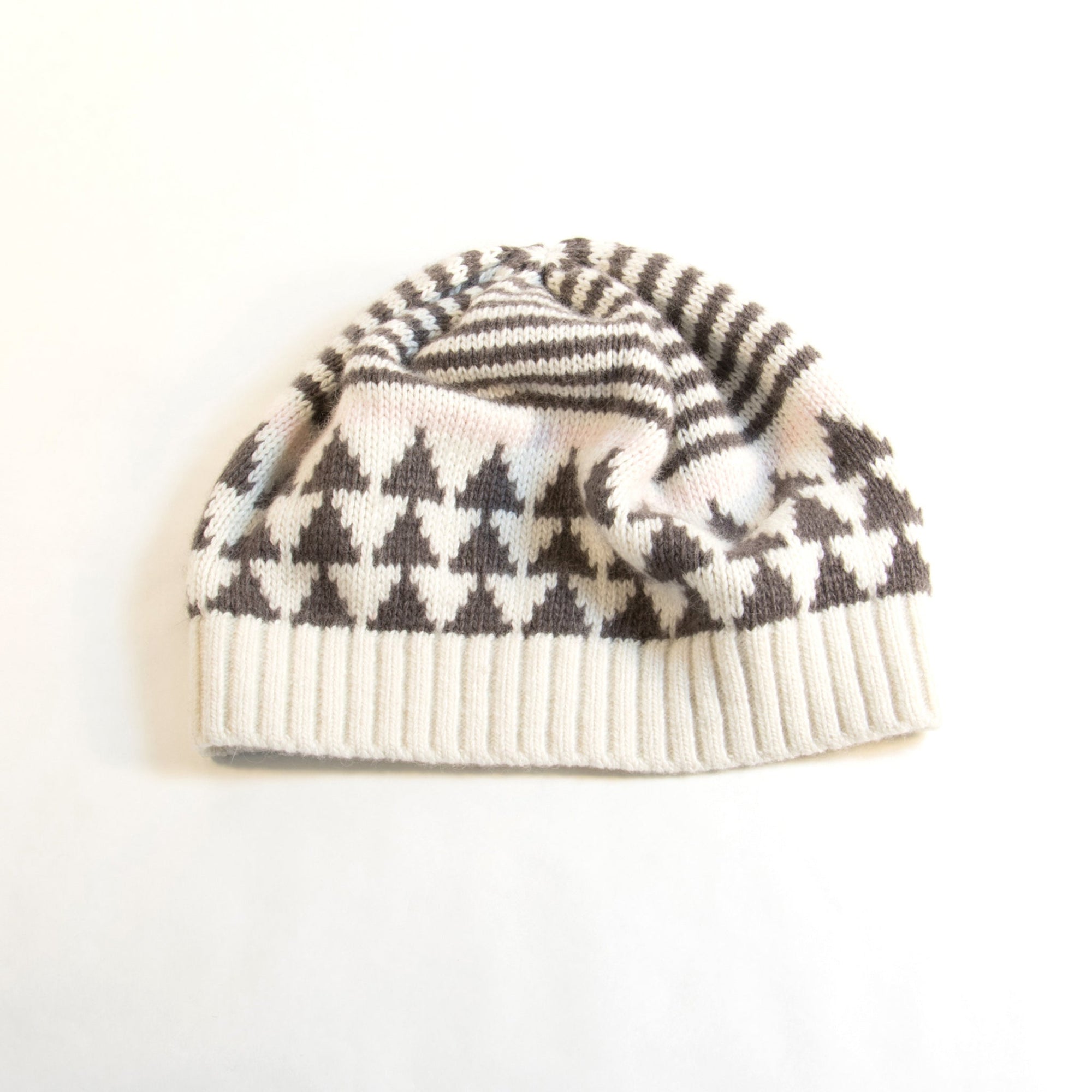 Cashmere Chunky Beanie In Nordic Design | Ivory Combo