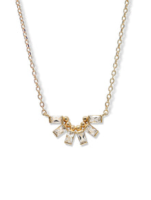 Anzie x Mel Soldera Deco Fan Necklace | Clear Topaz | 14K Yellow Gold