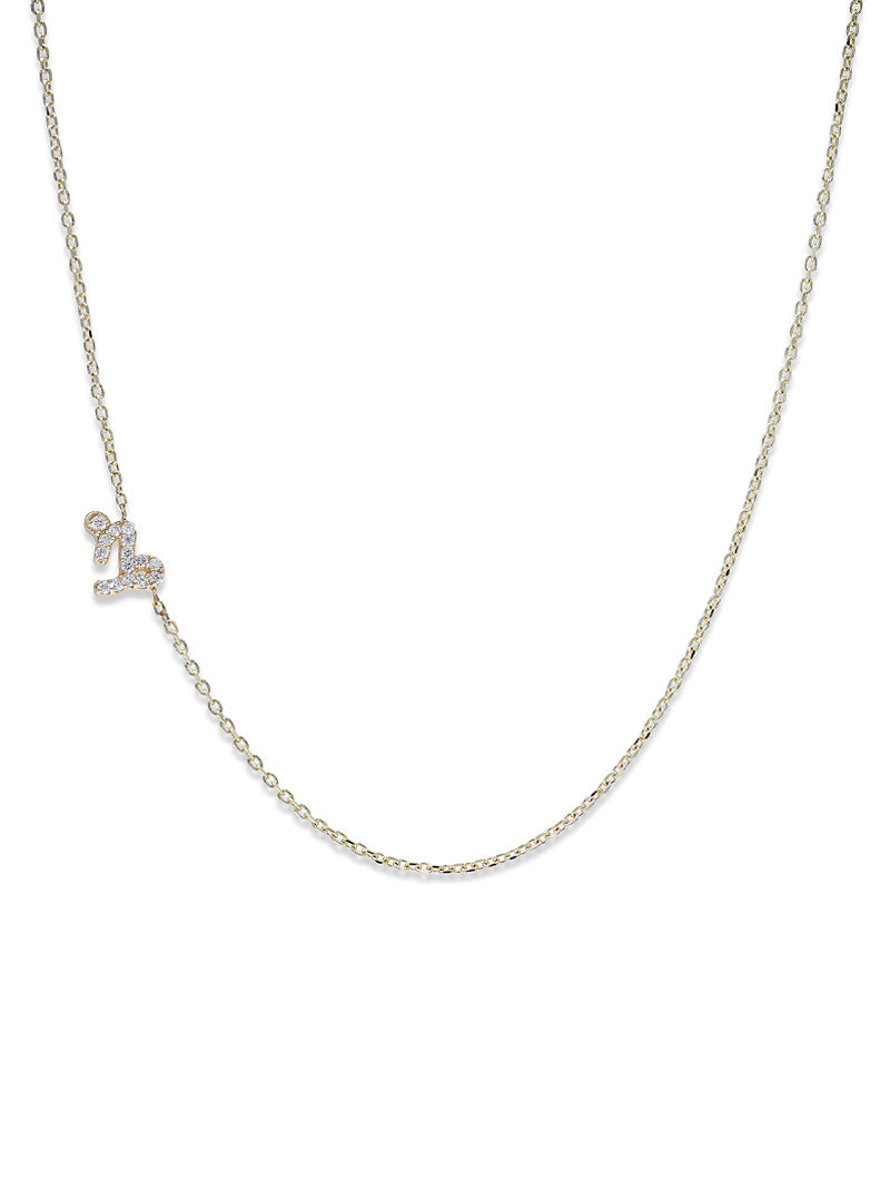 Love Letter Pave Zodiac Necklace | Diamonds | 14K Yellow Gold