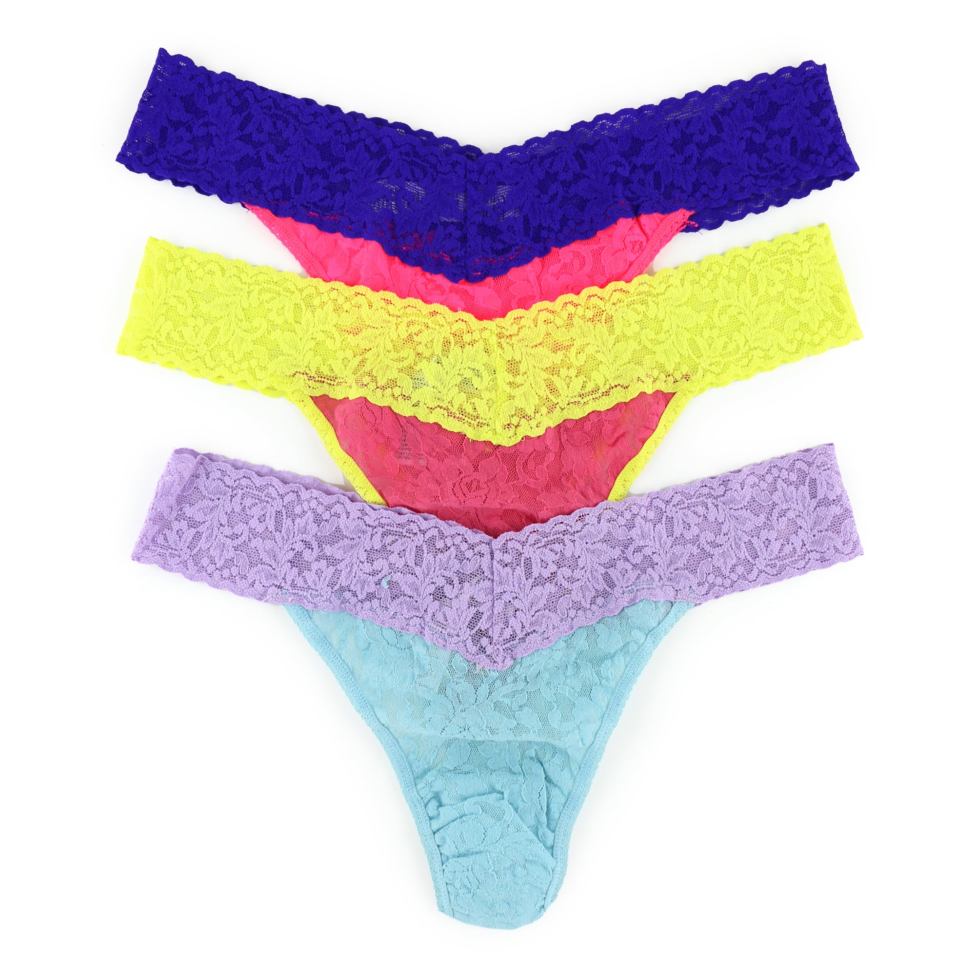 3 Pack Signature Lace Original Rise Thong | Srup/Cpuy, Rclb/Clvp, Tpun/Epur