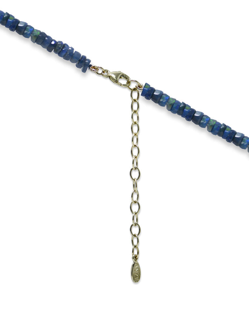 Boheme Faceted Midnight Blue Rondelle Necklace | Midnight Blue Opal | 18K Yellow Gold