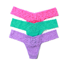 3 Pack Signature Lace Low Rise Thongs | Passionate Pink/Seafoam Blue/Electric Orchid