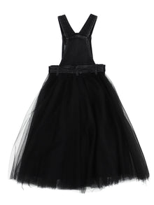 Girls | Denim And Tulle Overalls | Black