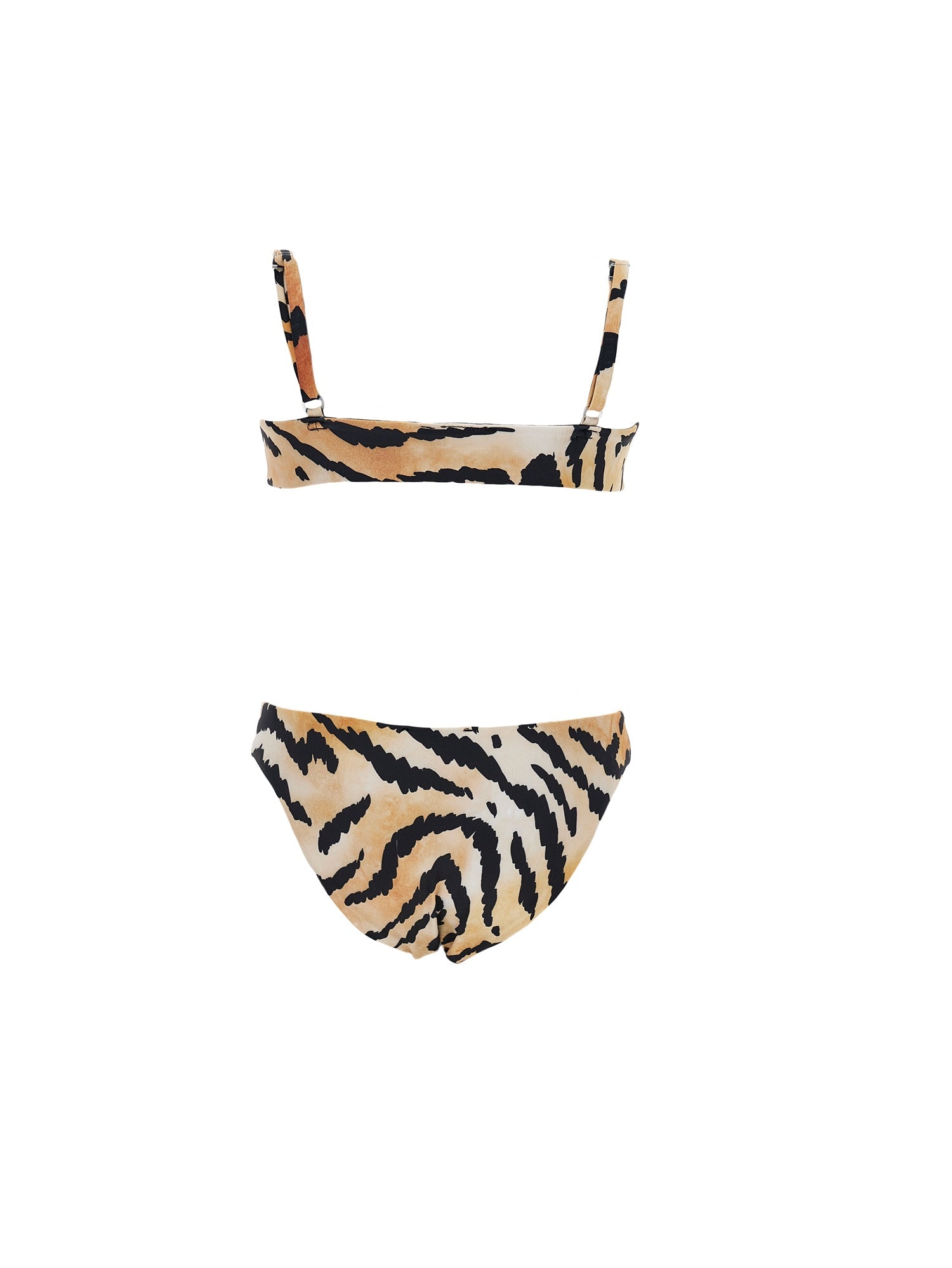 Girls | Tiger Print Two-Piece Swimsuit | Caramel/Black