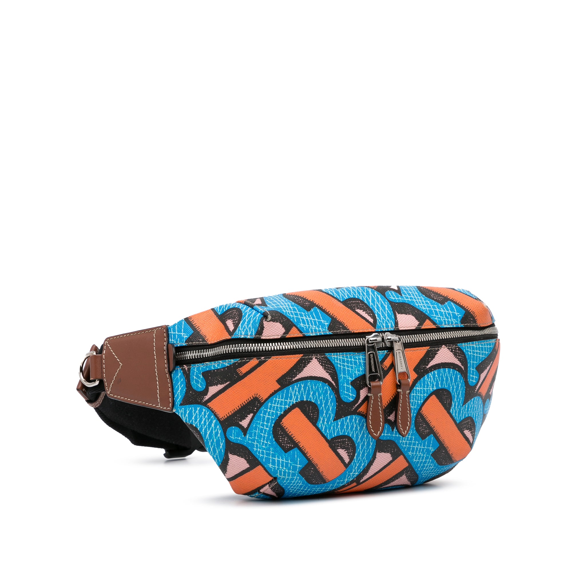 Burberry Pre-Owned Monogram TB E Canvas Sonny Belt Bag | Women | Blue x Orange