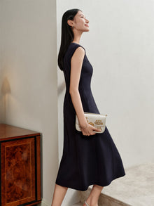 Waist-Cinched Vest Dress | Navy