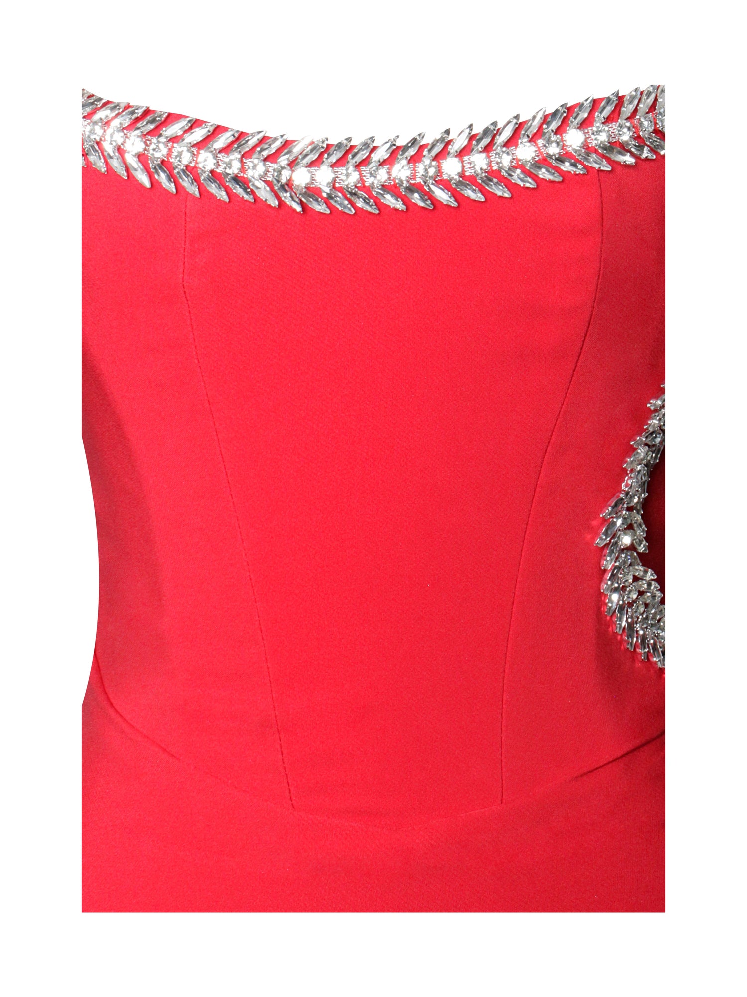 Xoana Crystal Embellished High Slit Gown | Red
