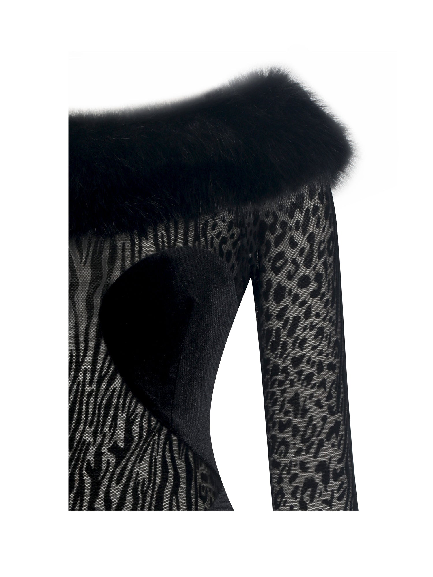 Alexis Velvet Animal Print Fur Boatneck Maxi Dress | Black