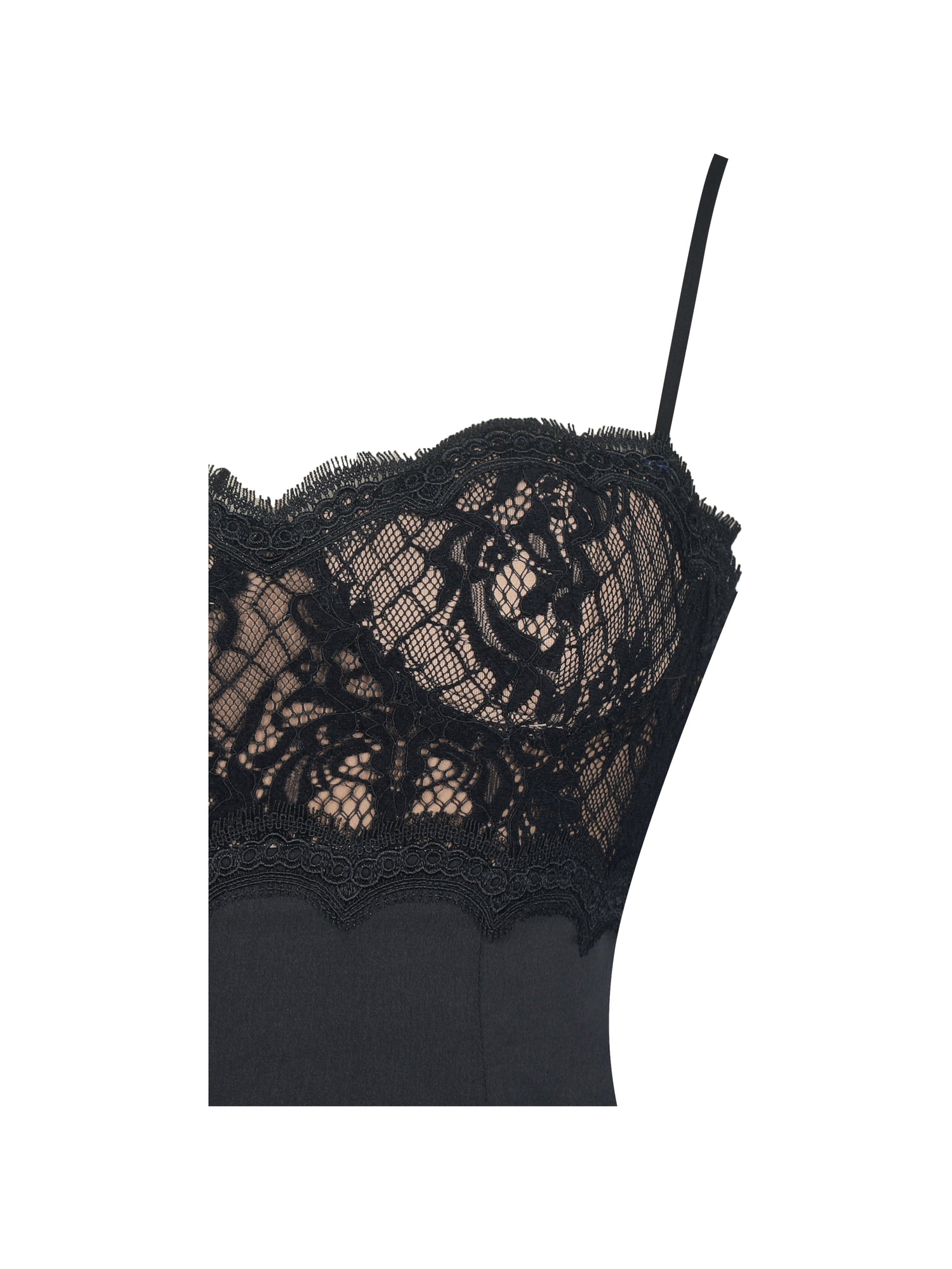 Umra Contrast Lace Sweetheart Gathered Mini Dress | Black