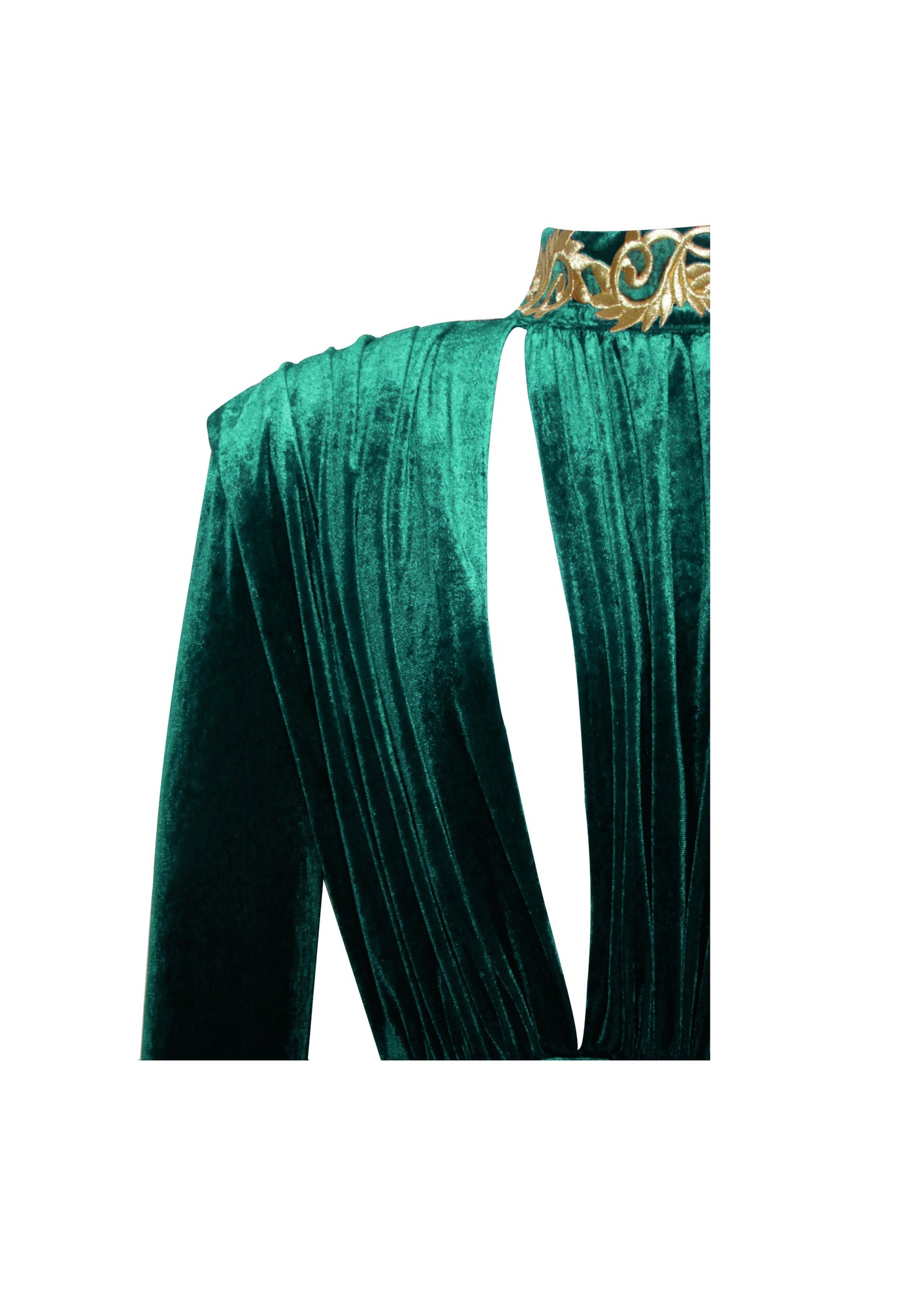 Zenaida Cutout High Slit Velvet Gown | Emerald Green