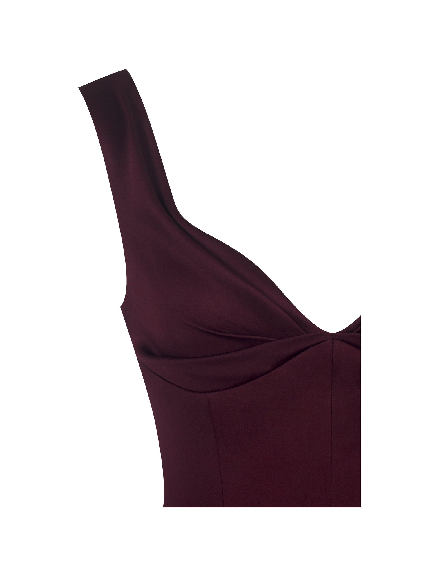 Omella Ruched Bust Sweetheart Flared Midi Dress | Burgundy