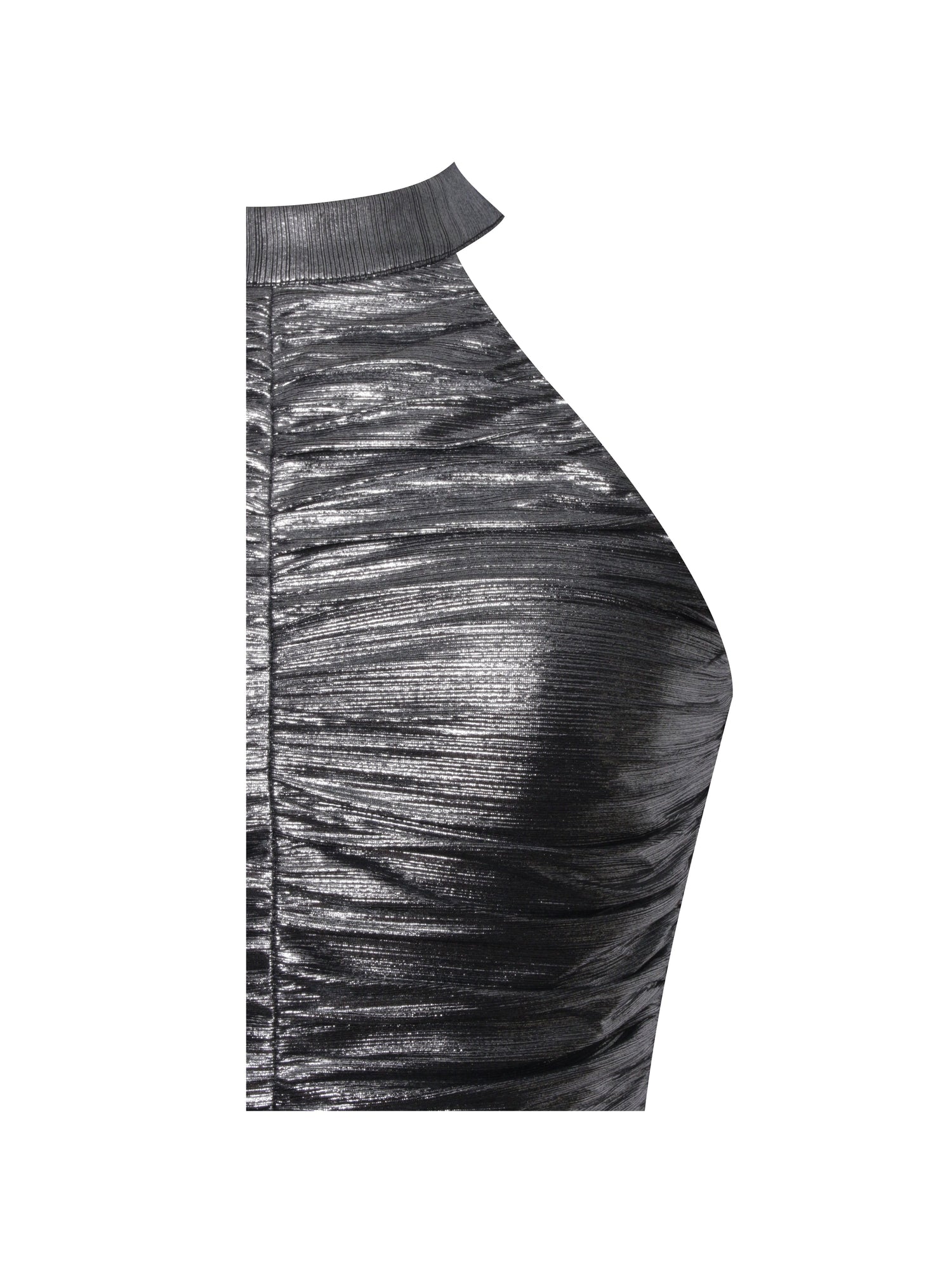 Abril Ruched Glitter Backless Gown | Silver