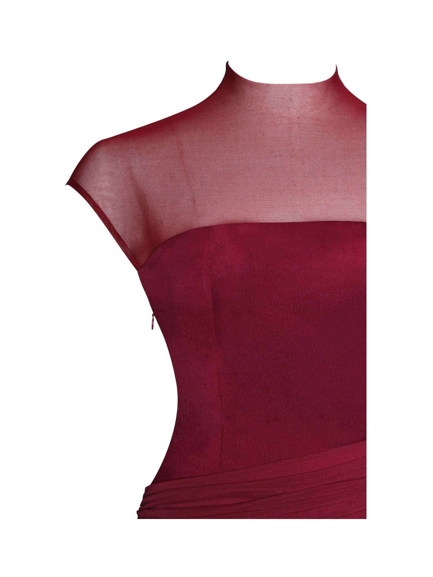 Fabienne Mesh Cap Sleeve Mermaid Gown | Burgundy