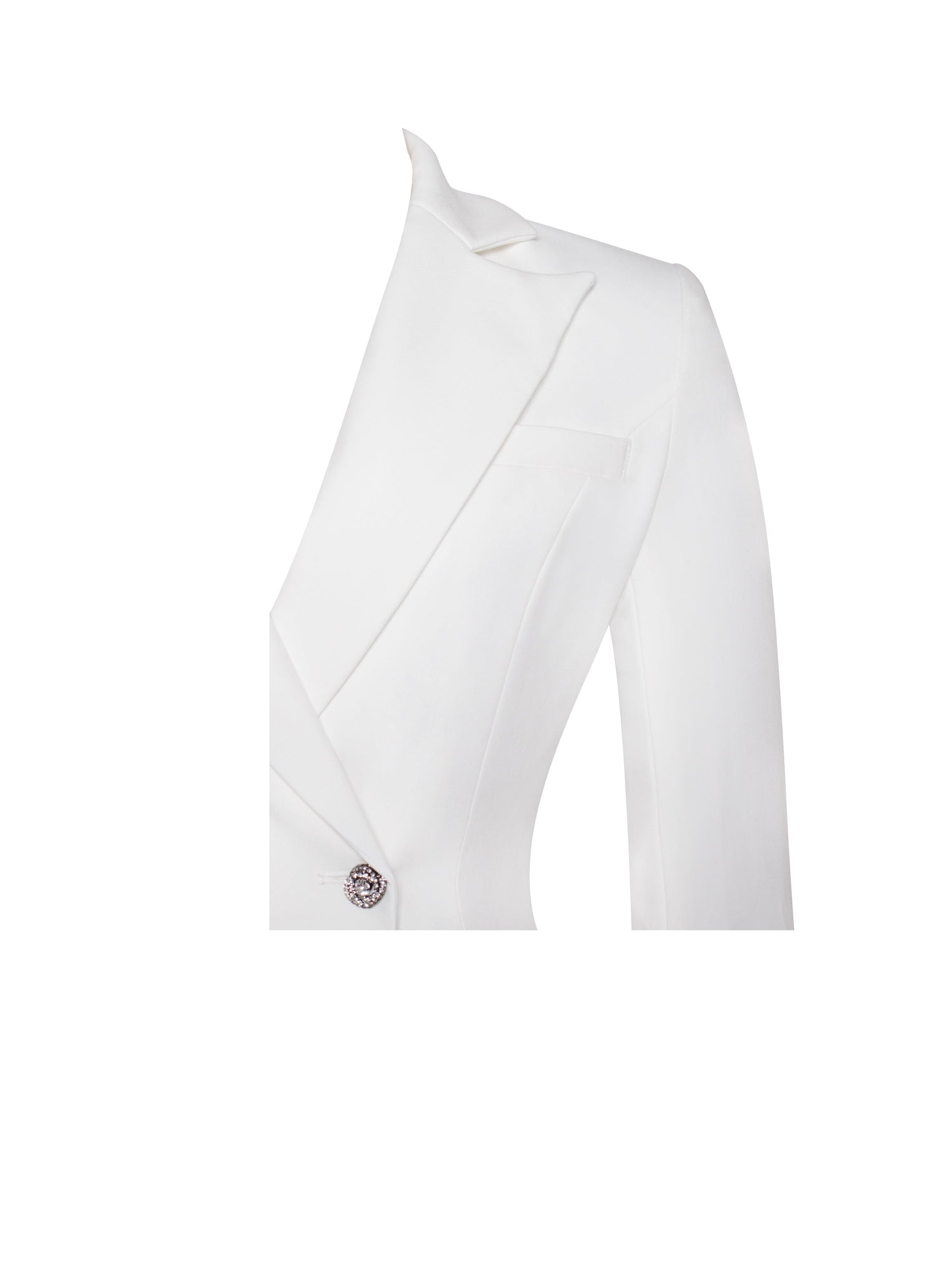 Quilla Feather Crystal Sleeve Backless Blazer Dress | White