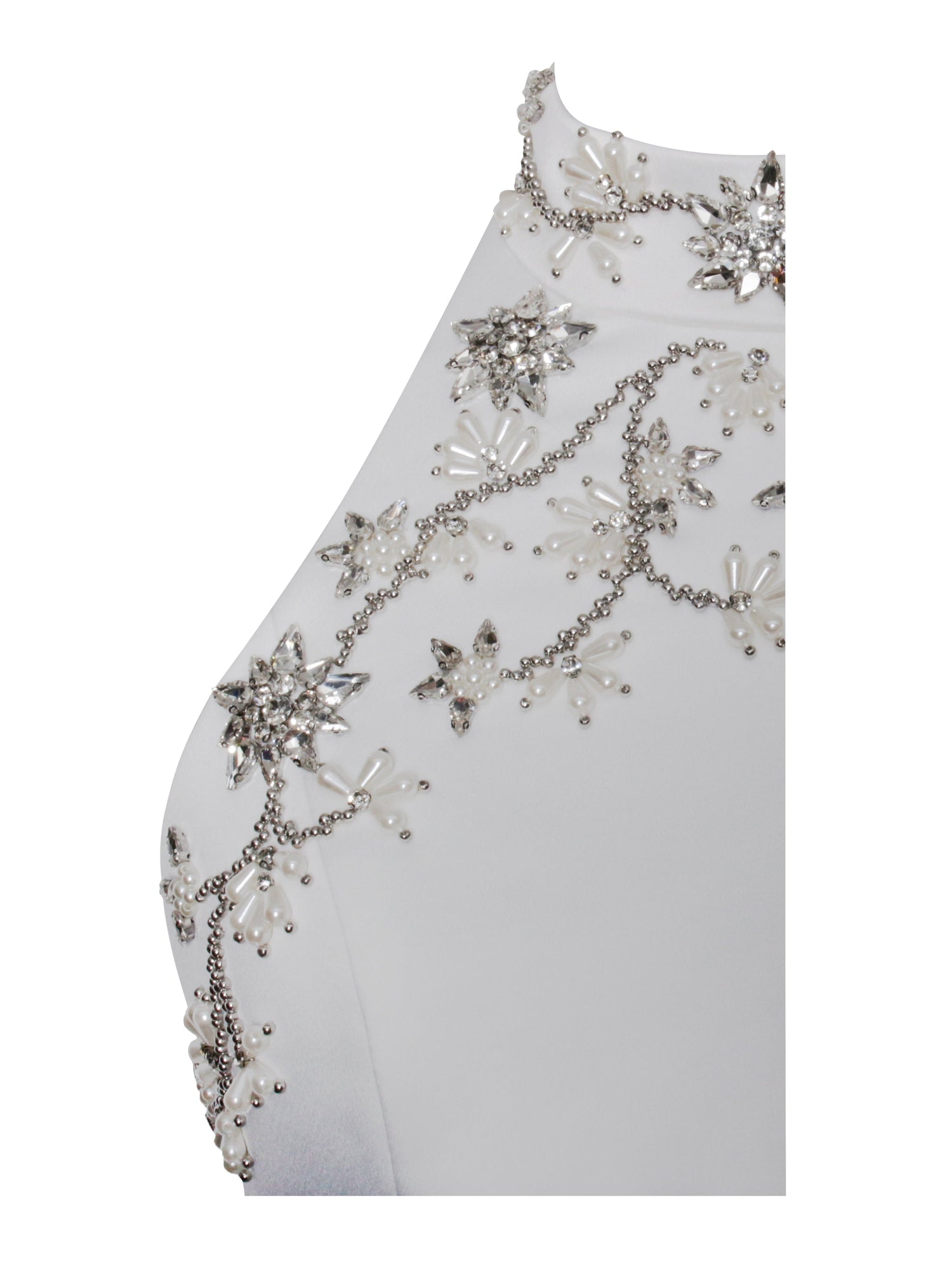 Ori Halter Neck Crystal Pearl Mini Dress | White