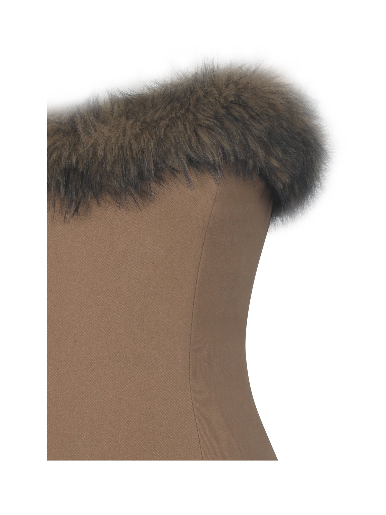 Rayanne Strapless Fur-Trimmed Sweetheart Midi Dress | Chestnut