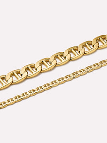 14K Gold Plated Lobster Clasp Statement Flat Mariner Chain Necklaces For Women Ana Luisa Morgan Wide