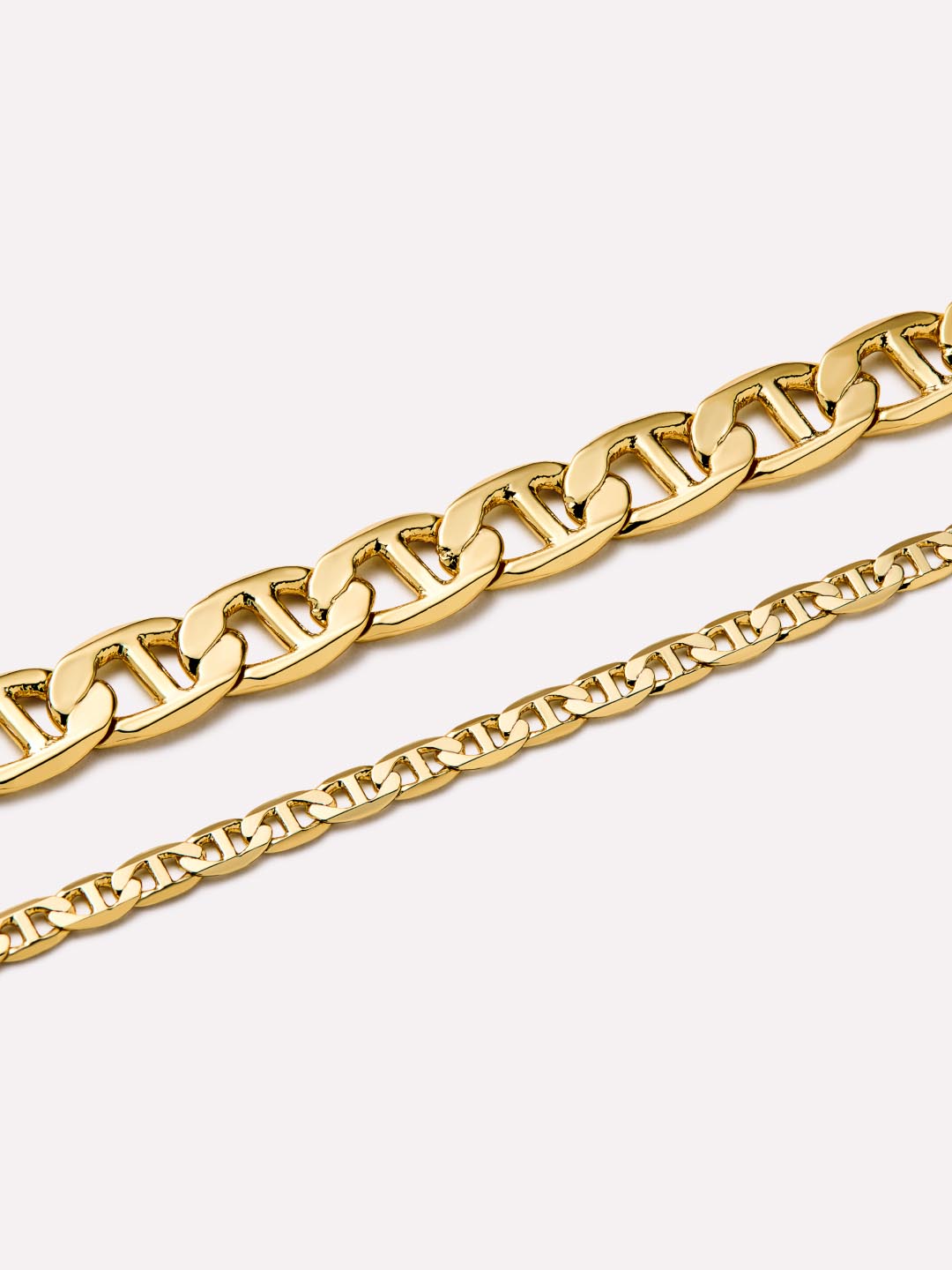 14K Gold Plated Lobster Clasp Statement Flat Mariner Chain Necklaces For Women Ana Luisa Morgan Wide