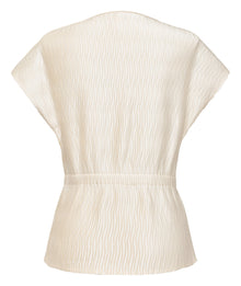 V-Neck Waist-Defining Shirt | Beige