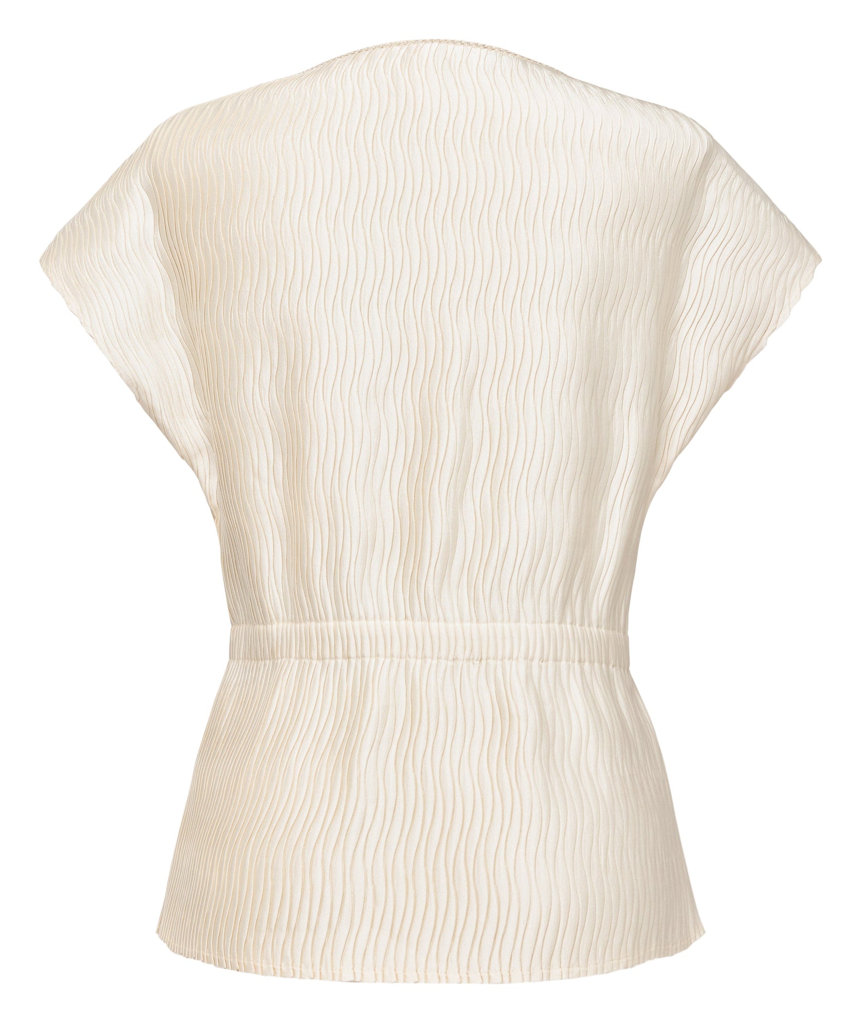 V-Neck Waist-Defining Shirt | Beige