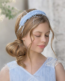 Skylar Blue Tulle Ruffle Headband | Blue