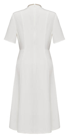 Mulberry Silk Elegant Waist-Defining Dress | White