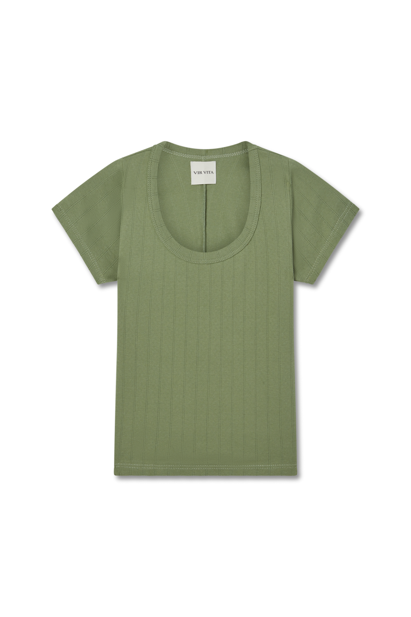Pointelle Scoop Tee | Sage