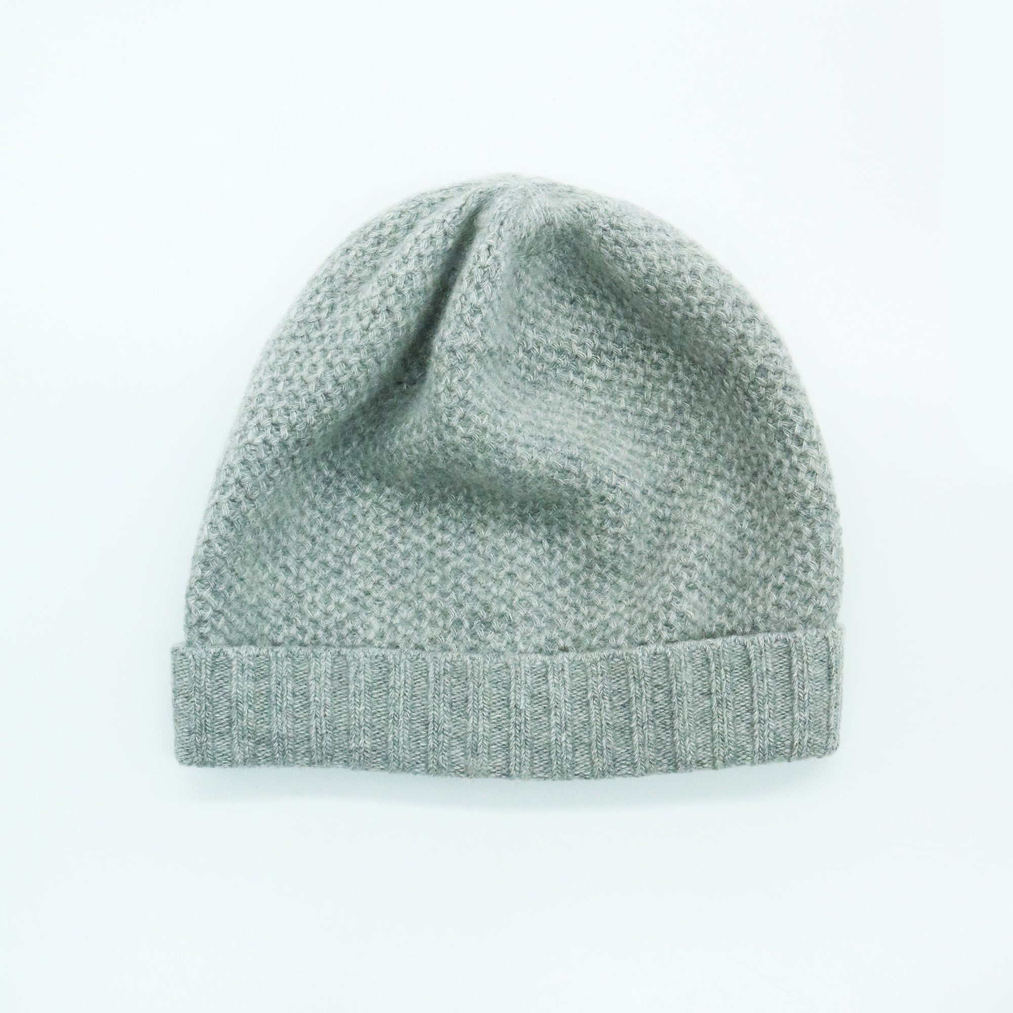 Cashmere Honeycomb Hat With Folded Cuff | Light Grey