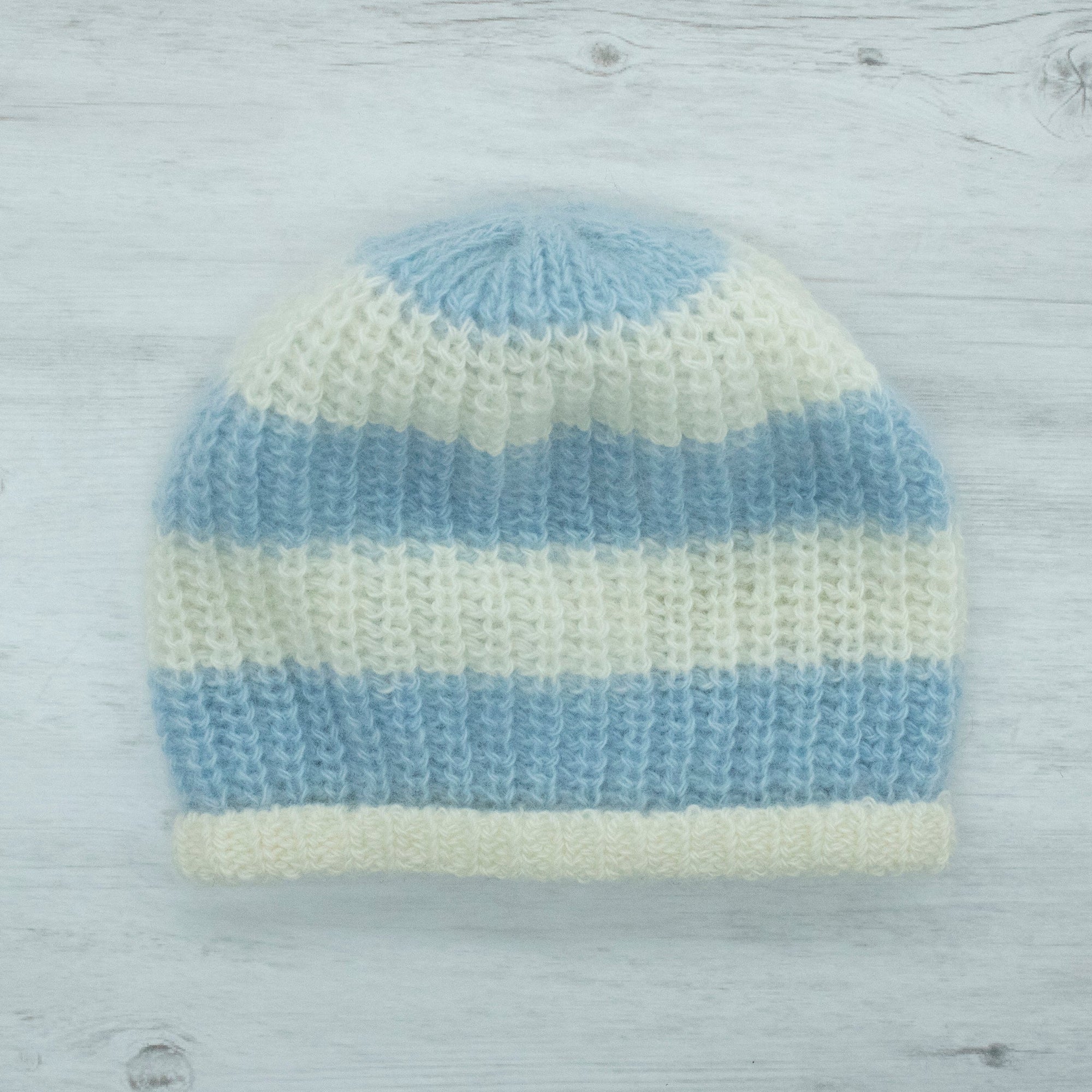 Babies Cashmere Beanie Striped Hat | Baby Blue