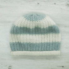 Babies Cashmere Beanie Striped Hat | Light Grey