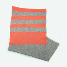 Cashmere Striped Wrap | Light Grey/Lobster