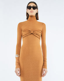 Womens | Manja Mesh-Jersey Midi Dress | Caramel