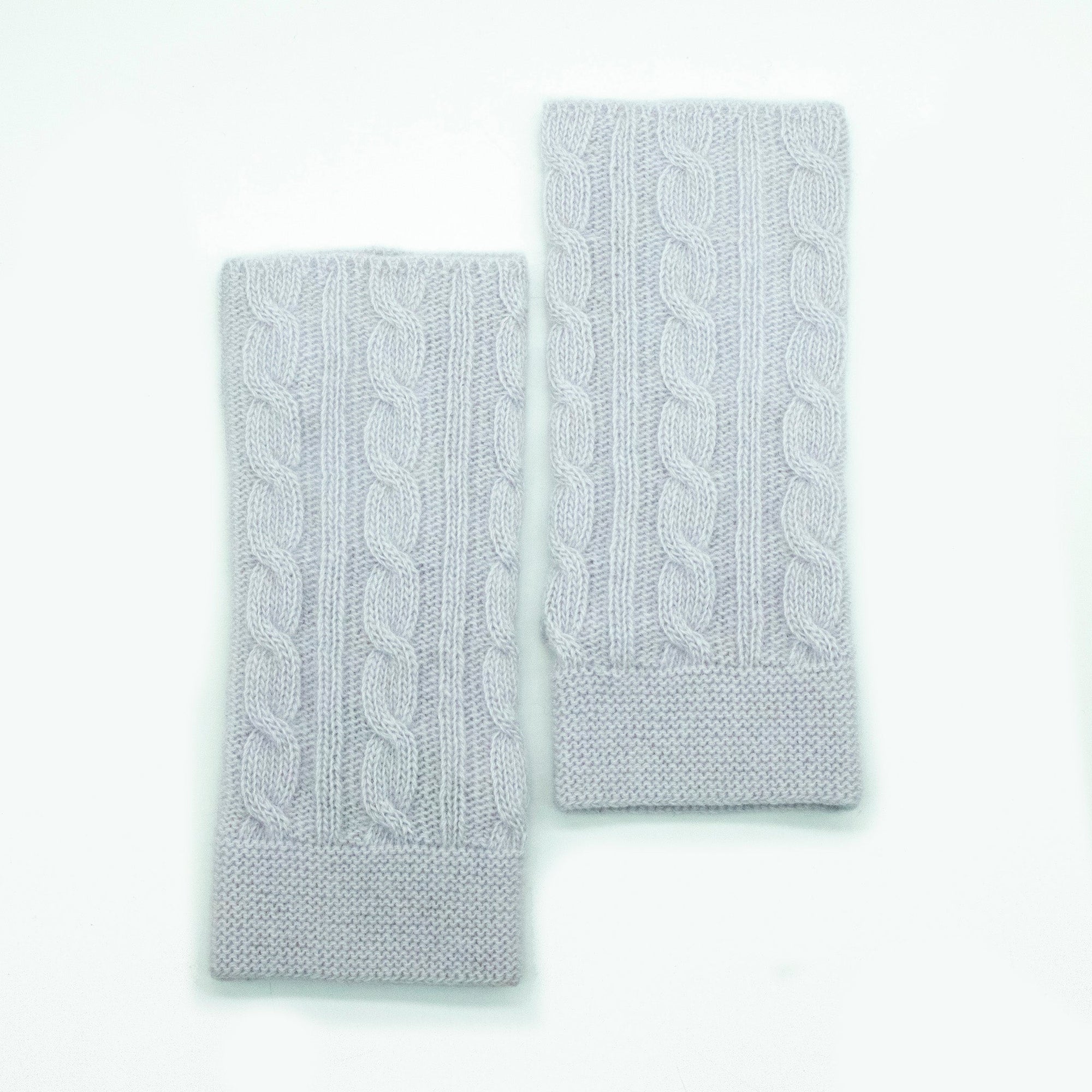 Kids Cashmere Fingerless Gloves In Cable Design | Pearl