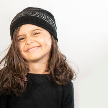 Kids Cashmere Hat With Lurex Stripes | Black