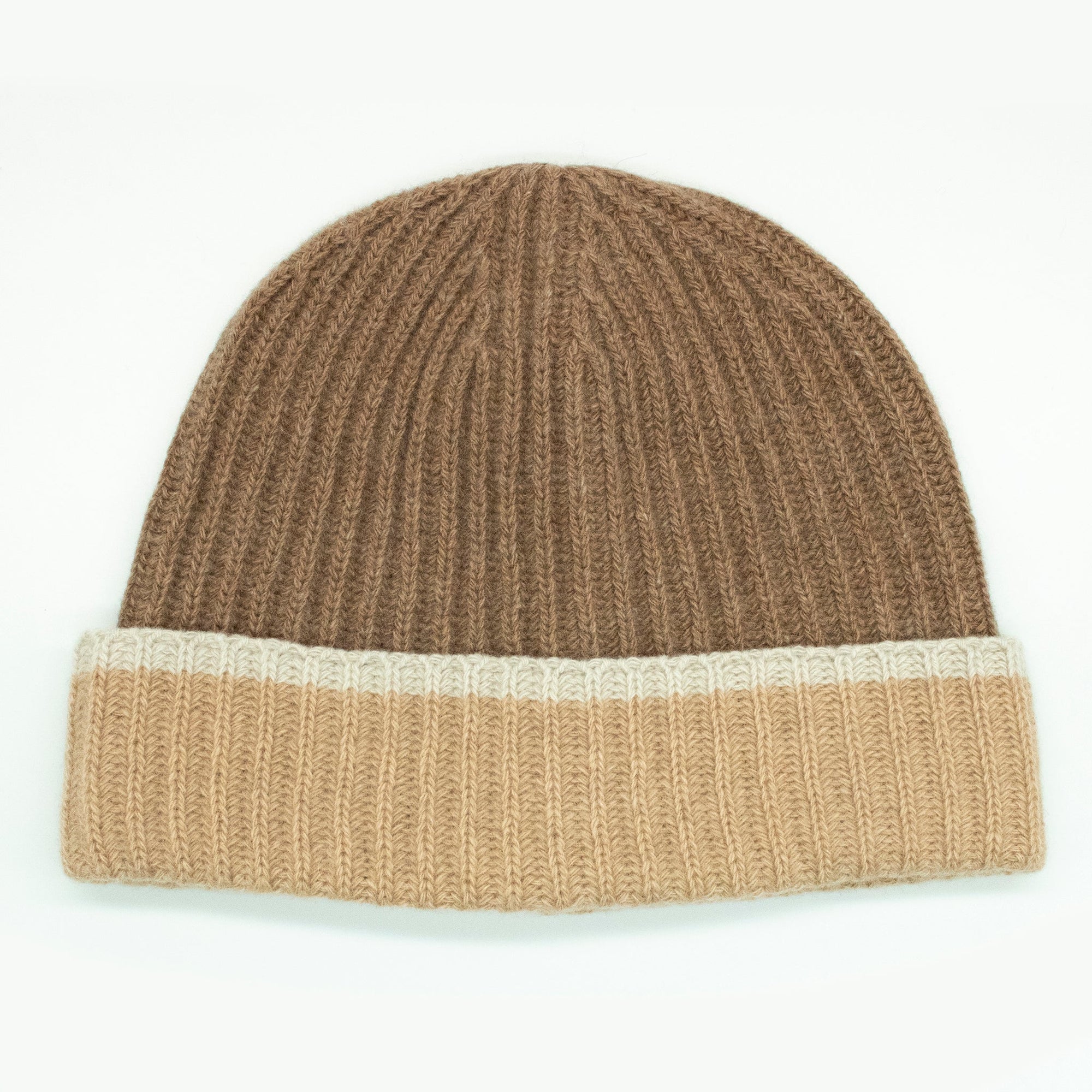 Cashmere Ribbed Beanie Color Block | Copper Combo