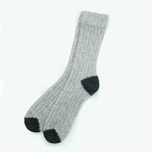 Cashmere Ribbed Socks With Contrast Color | Light Grey