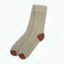 Cashmere Ribbed Socks With Contrast Color | Brown