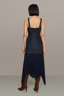 Amur | Jac Denim Combo Midi Dress | Indigo Denim