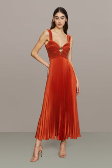 Amur | Gisella Midi Dress | Burnt Terracotta