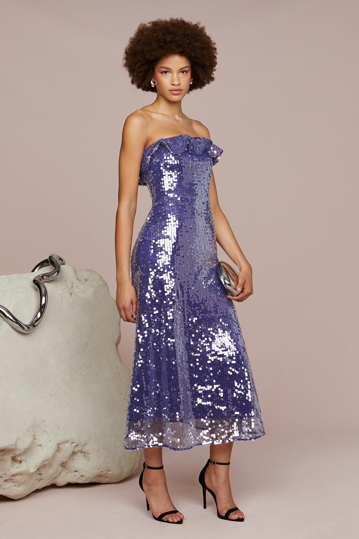 Amur | Braeylnn Mesh Sequin Midi | Neptune