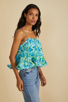 Amur | Kersten Pleated Top | Garden Blues
